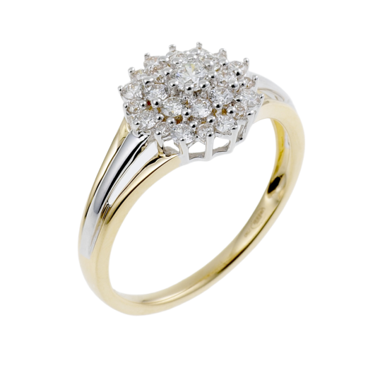 Bague en or jaune rhodié et diamants