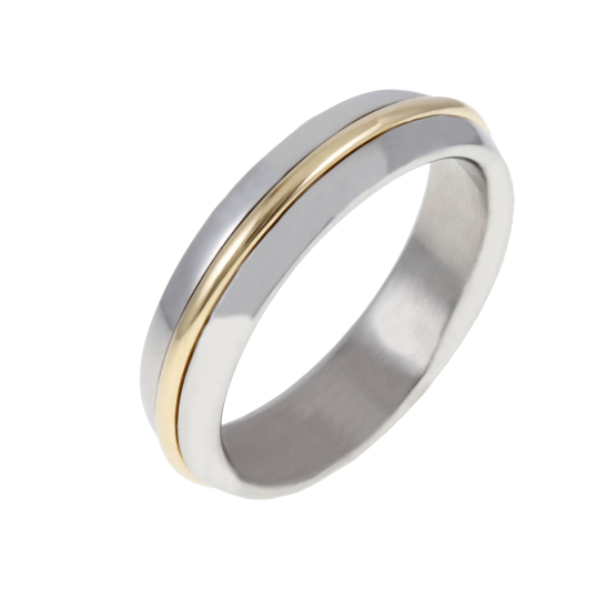 Bague en or jaune et acier Bague en or jaune et acier