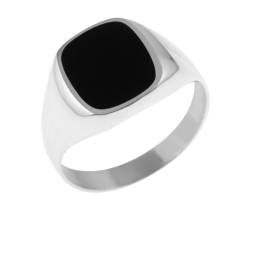 Chevalière en or gris et onyx