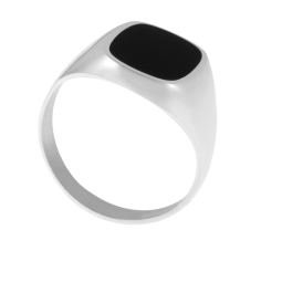 Chevalière en or gris et onyx