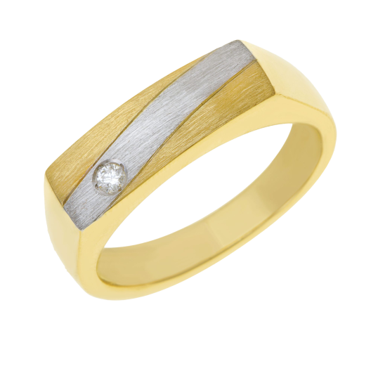 Chevalière en deux ors et diamant