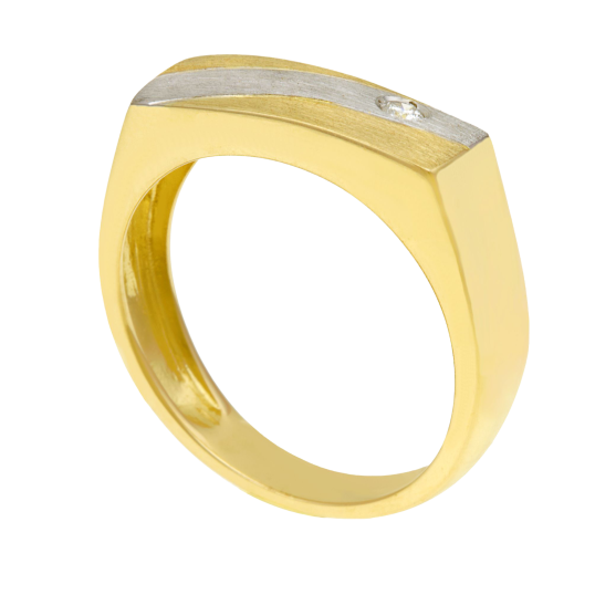 Chevalière en deux ors et diamant