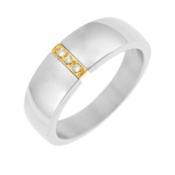 Bague en or et acier, diamants