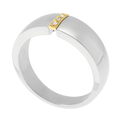 Bague en or et acier, diamants