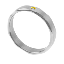 Bague en or jaune et acier , diamant