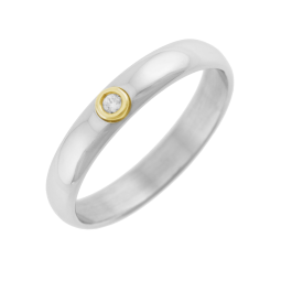 Bague en or jaune et acier, diamant