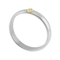 Bague en or jaune et acier, diamant