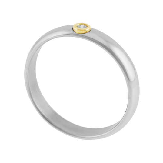 Bague en or jaune et acier, diamant