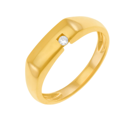 Chevalière en or jaune et diamant