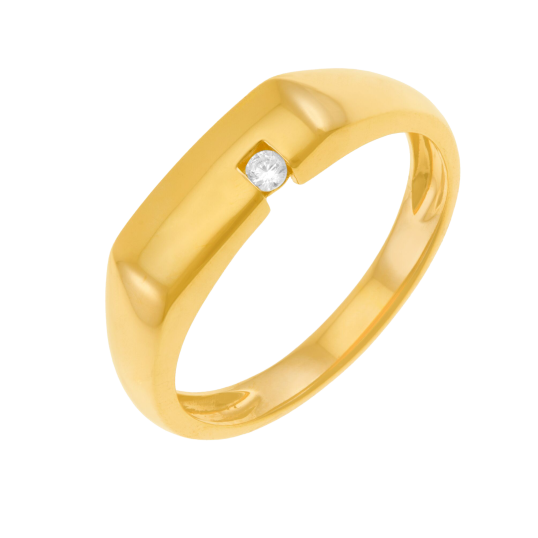 Chevalière en or jaune et diamant