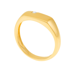 Chevalière en or jaune et diamant