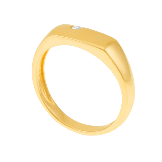 Chevalière en or jaune et diamant