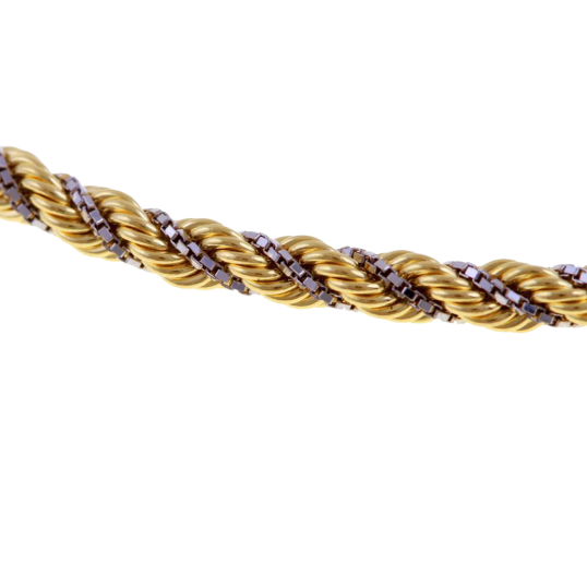 Bracelet en deux ors, maille corde