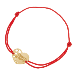 Bracelet en or jaune et cordon, maman je t'aime