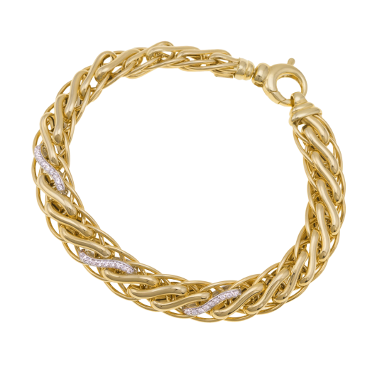 Bracelet en deux ors et oxydes de zirconium
