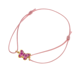 Bracelet cordon en or jaune et laque, papillon