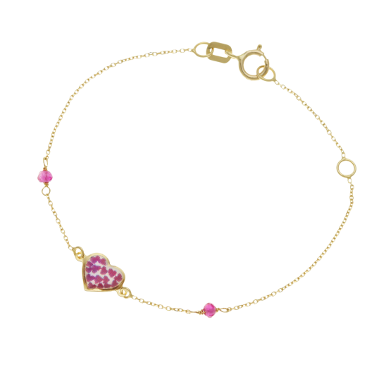 Bracelet en or jaune et laque, oxydes de zirconium