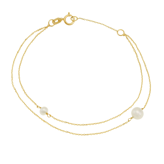 Bracelet en or jaune, perles de culture