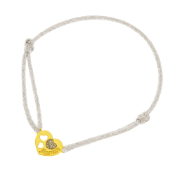 Bracelet cordon gris en or jaune et laque pailletée, maman