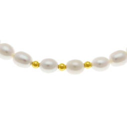 Bracelet en or jaune, perles de culture et boules or