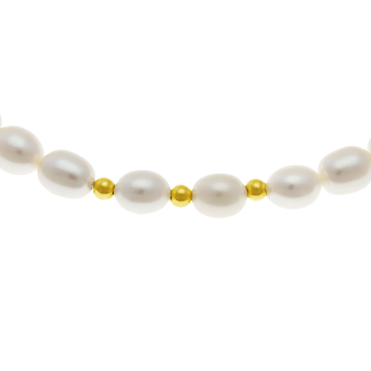 Bracelet en or jaune, perles de culture et boules or