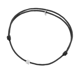 Bracelet cordon noir en or gris, oxyde de zirconium