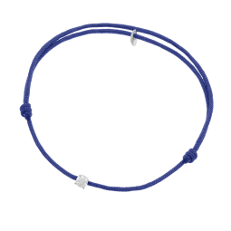 Bracelet cordon bleu en or gris, oxyde de zirconium