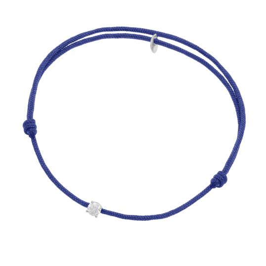 Bracelet cordon bleu en or gris, oxyde de zirconium