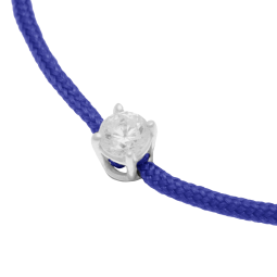 Bracelet cordon bleu en or gris, oxyde de zirconium