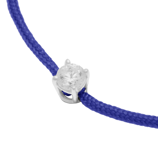 Bracelet cordon bleu en or gris, oxyde de zirconium