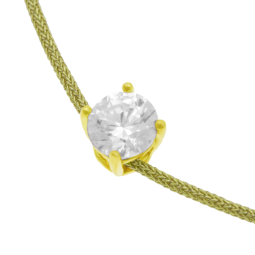 Bracelet cordon doré en or jaune, oxyde de zirconium