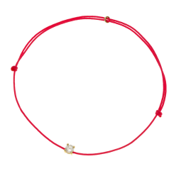 Bracelet cordon fuchsia en or jaune, oxyde de zirconium