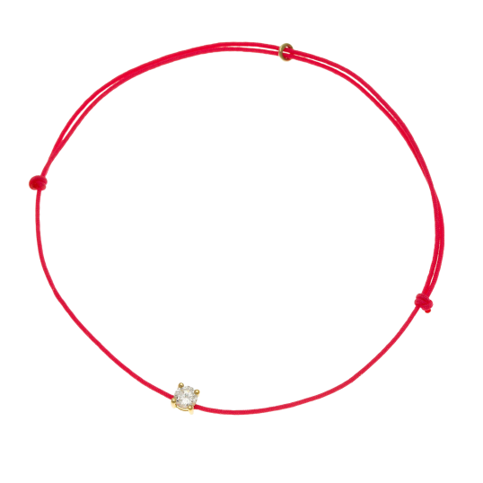Bracelet cordon fuchsia en or jaune, oxyde de zirconium Bracelet cordon fuchsia en or jaune, oxyde de zirconium