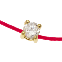 Bracelet cordon fuchsia en or jaune, oxyde de zirconium