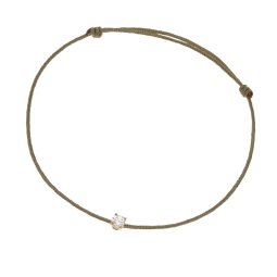Bracelet cordon kaki en or jaune, oxyde de zirconium