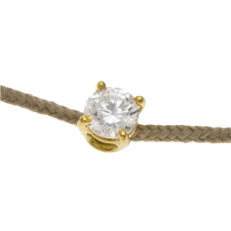 Bracelet cordon kaki en or jaune, oxyde de zirconium