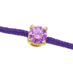 Bracelet cordon violet en or jaune, oxyde de zirconium