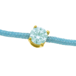 Bracelet cordon bleu clair en or jaune, oxyde de zirconium