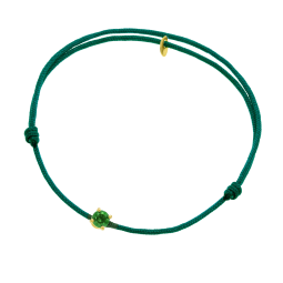 Bracelet cordon vert foncé en or jaune, oxyde de zirconium
