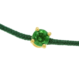 Bracelet cordon vert foncé en or jaune, oxyde de zirconium
