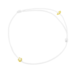 Bracelet cordon blanc en or jaune, oxyde de zirconium
