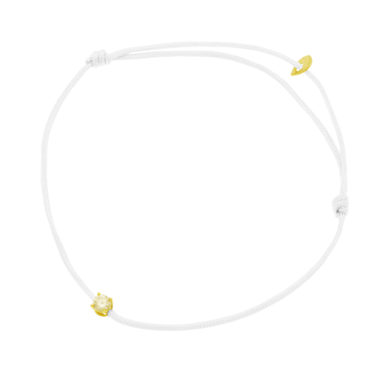 Bracelet cordon blanc en or jaune, oxyde de zirconium