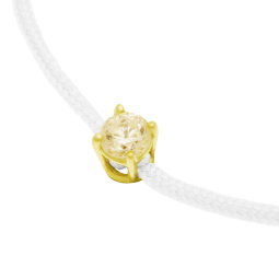 Bracelet cordon blanc en or jaune, oxyde de zirconium