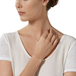 Bracelet cordon blanc en or jaune, oxyde de zirconium