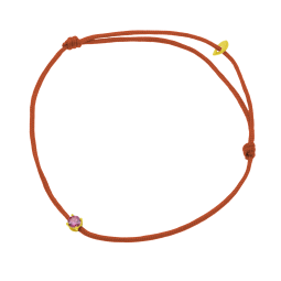 Bracelet cordon rouge en or jaune, oxyde de zirconium