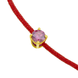 Bracelet cordon rouge en or jaune, oxyde de zirconium