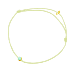 Bracelet cordon vert clair en or jaune, oxyde de zirconium