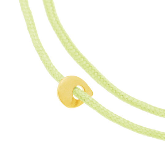Bracelet cordon vert clair en or jaune, oxyde de zirconium