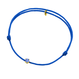 Bracelet cordon bleu marine en or jaune, oxyde de zirconium