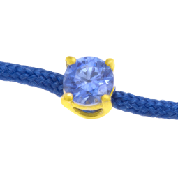Bracelet cordon bleu marine en or jaune, oxyde de zirconium
